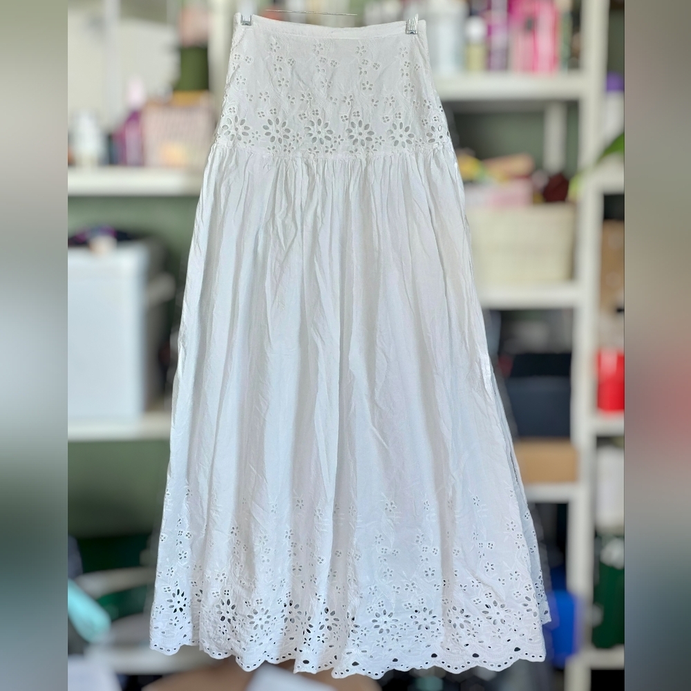 Spell White Maxi Skirt with Lace Details - Picture 3 of 10
